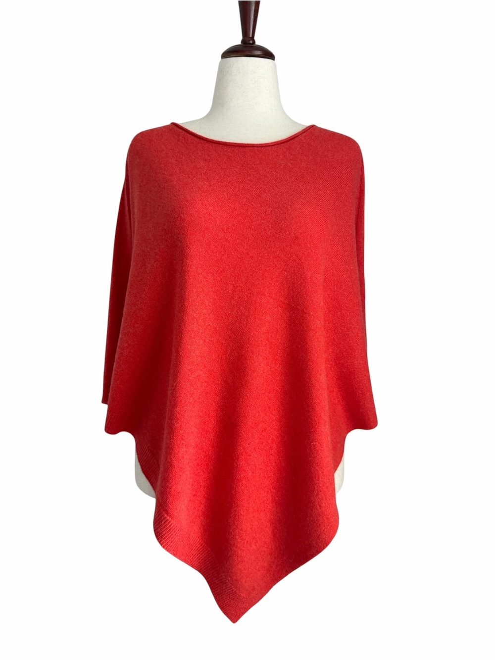 The Cashmere Project 100% Cashmere Poncho Womens One Size Coral Red Cape Wrap